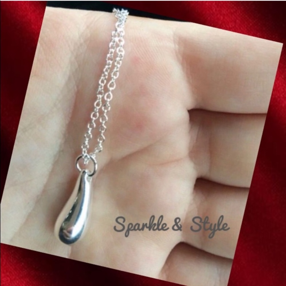 New Sterling Silver Water Drop Necklace